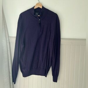 Jos. A. Bank Men's XXL 100% Merino Wool Dark Purple Quarter Zip Sweater